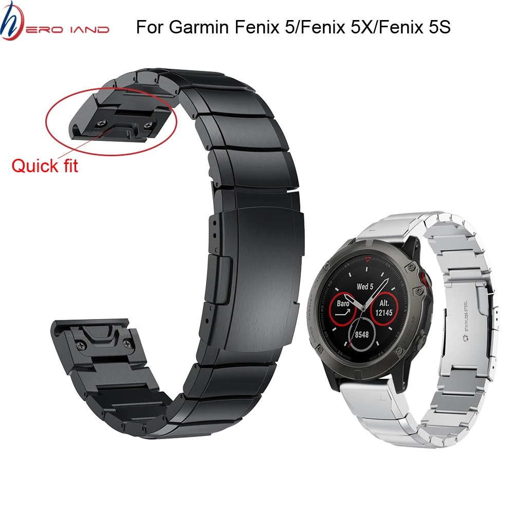 

26 22 20MM Watchband Strap for Garmin Fenix 5X 5 5S 3 3HR D2 S60 GPS Watch Quick Release Stainless steel strip Wrist Band Strap