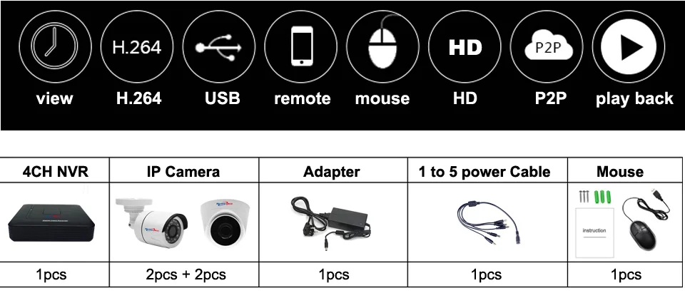 Heanworld пуля & купольная ip-камера комплект 1080 P H.264 4 шт. hd камеры видеонаблюдения 4ch 1080 P nvr дома и улицы камеры системы безопасности