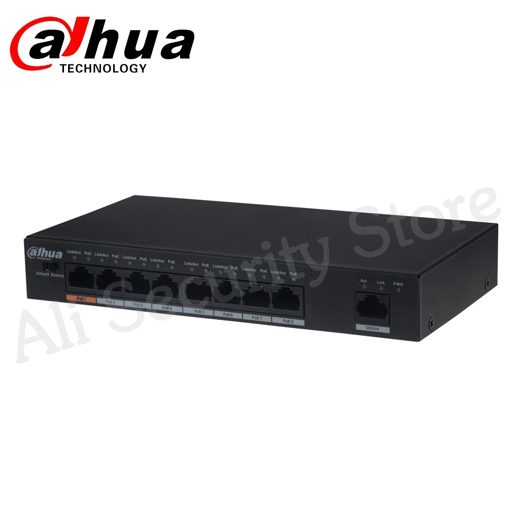 Коммутатор Dahua PoE 8 каналов Поддержка 802.3af 802.3at POE + стандарт питания Hi POE|Коробки