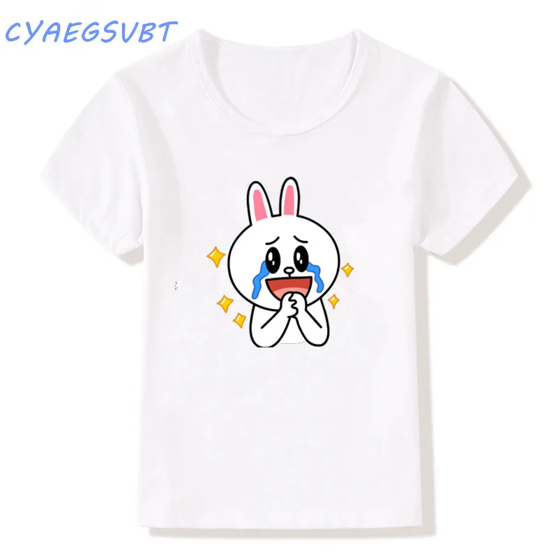 2018 хлопковые футболки Медведь Кролик emoji Детская футболка с рисунком для