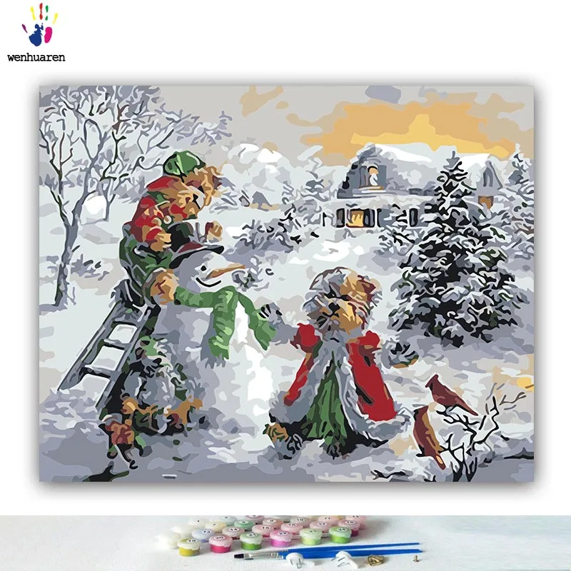 DIY окраска по номерам подарок на год в передней части камин рисунок картины по номерам с комплекты 40x50 защелка - Цвет: 5852