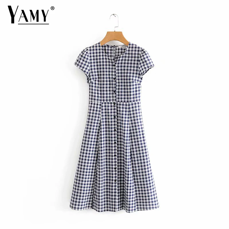 

blue white plaid dress button midi dress vintage casual shirt summer dress 2019 ladies dresses work vestidos