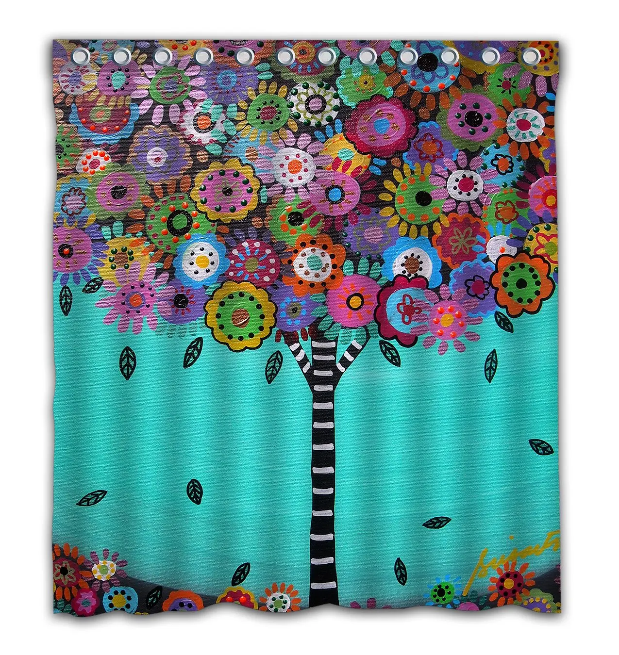

Mexican Style Flower Tree Shower Curtain Waterproof Material Bath Curtain 66" x 72"