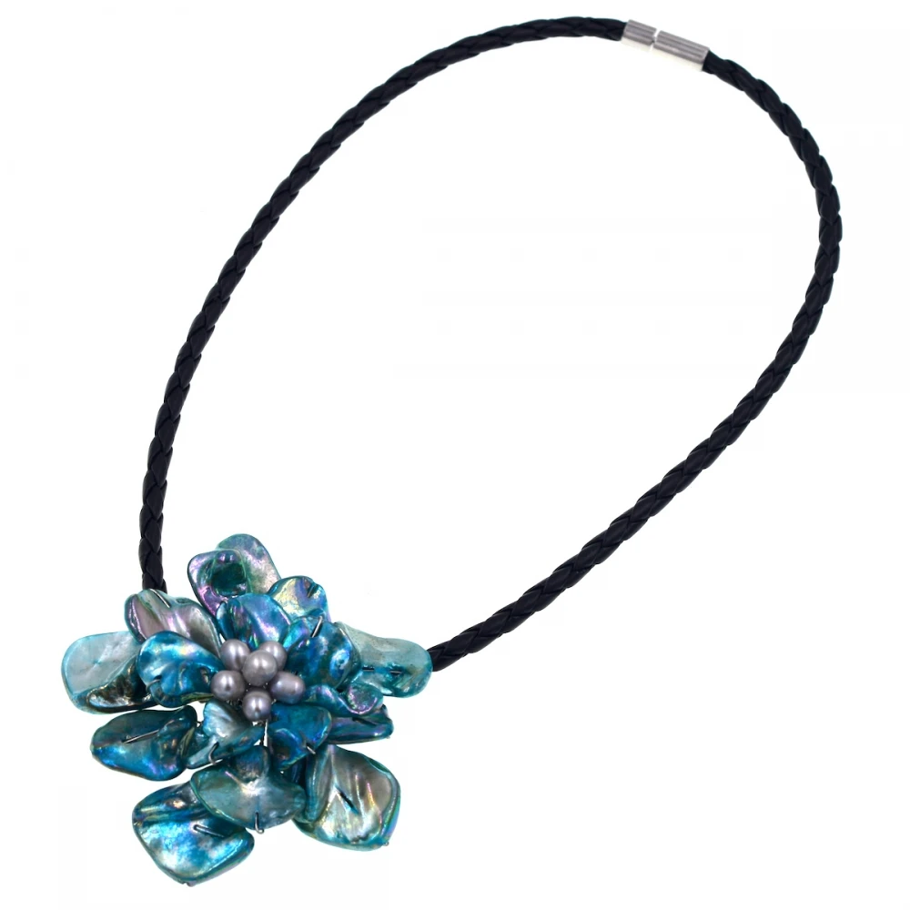 New Arrival Fashion Jewelry Gray Freshwater Pearl and Turquoises Shell Pendant Necklace for womens Hot Sell | Украшения и