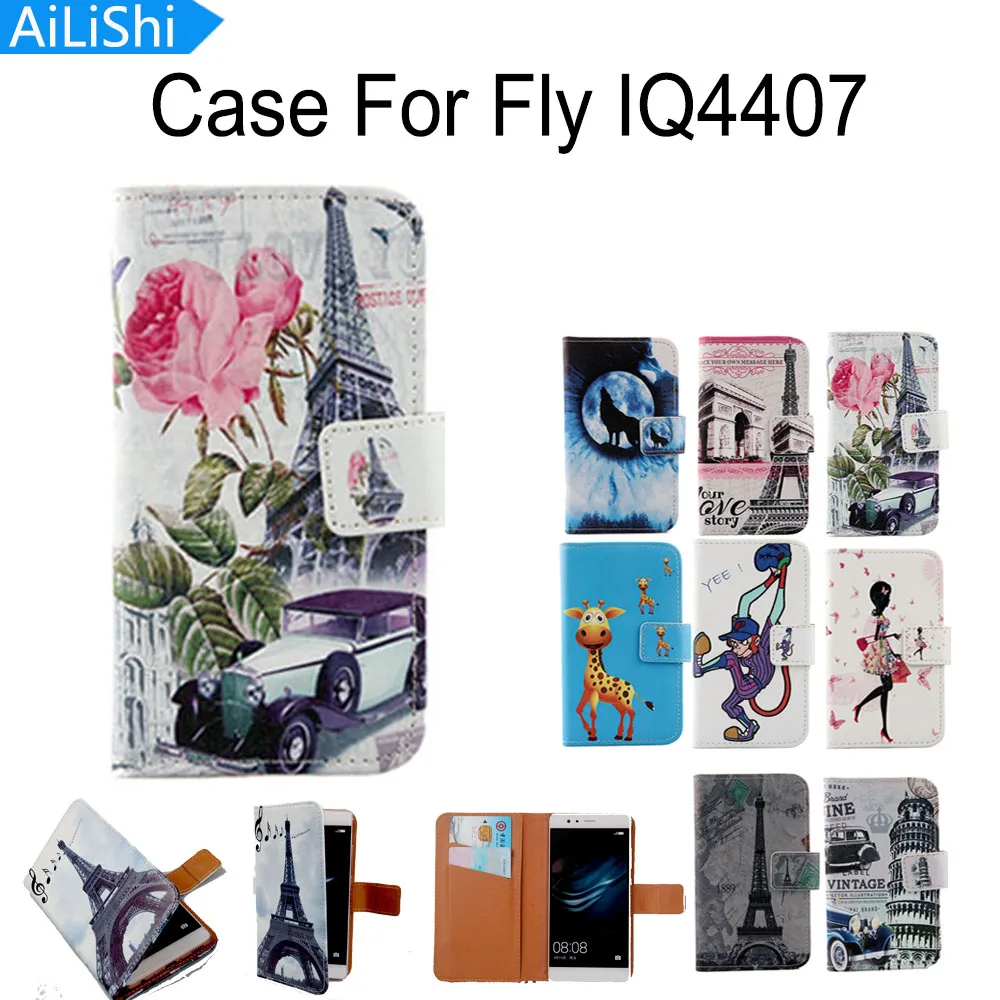 

AiLiShi 1X Multicolor Cartoon Book-Style Flip Protective Cover Skin PU Leather Case For Fly IQ4407 Mobile Accessory In Stock