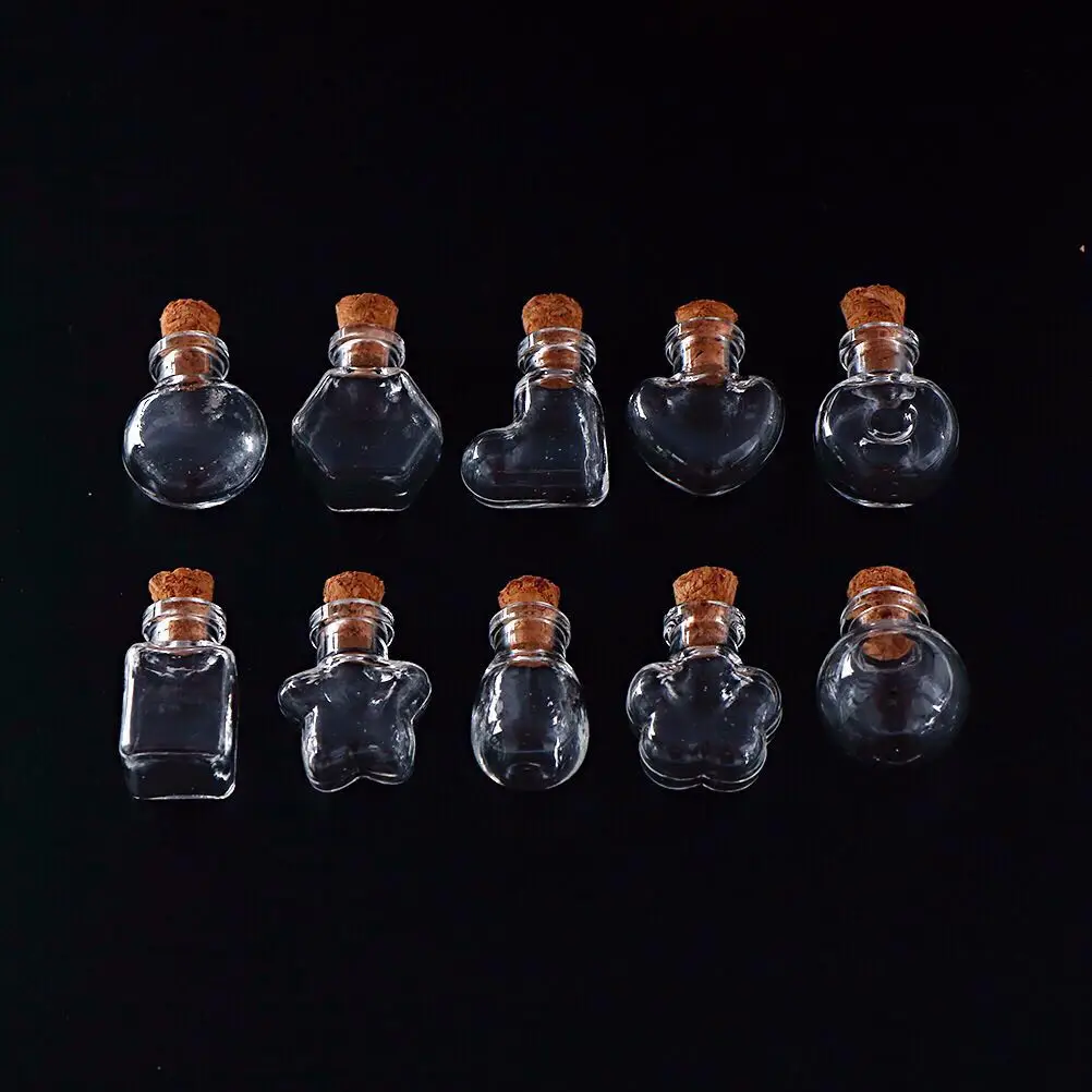 

1PC Mini Glass Bottles Christmas Tree Drop Wishing Bottles Pendants With Cork Arts Jars For festival Bracelets Gifts