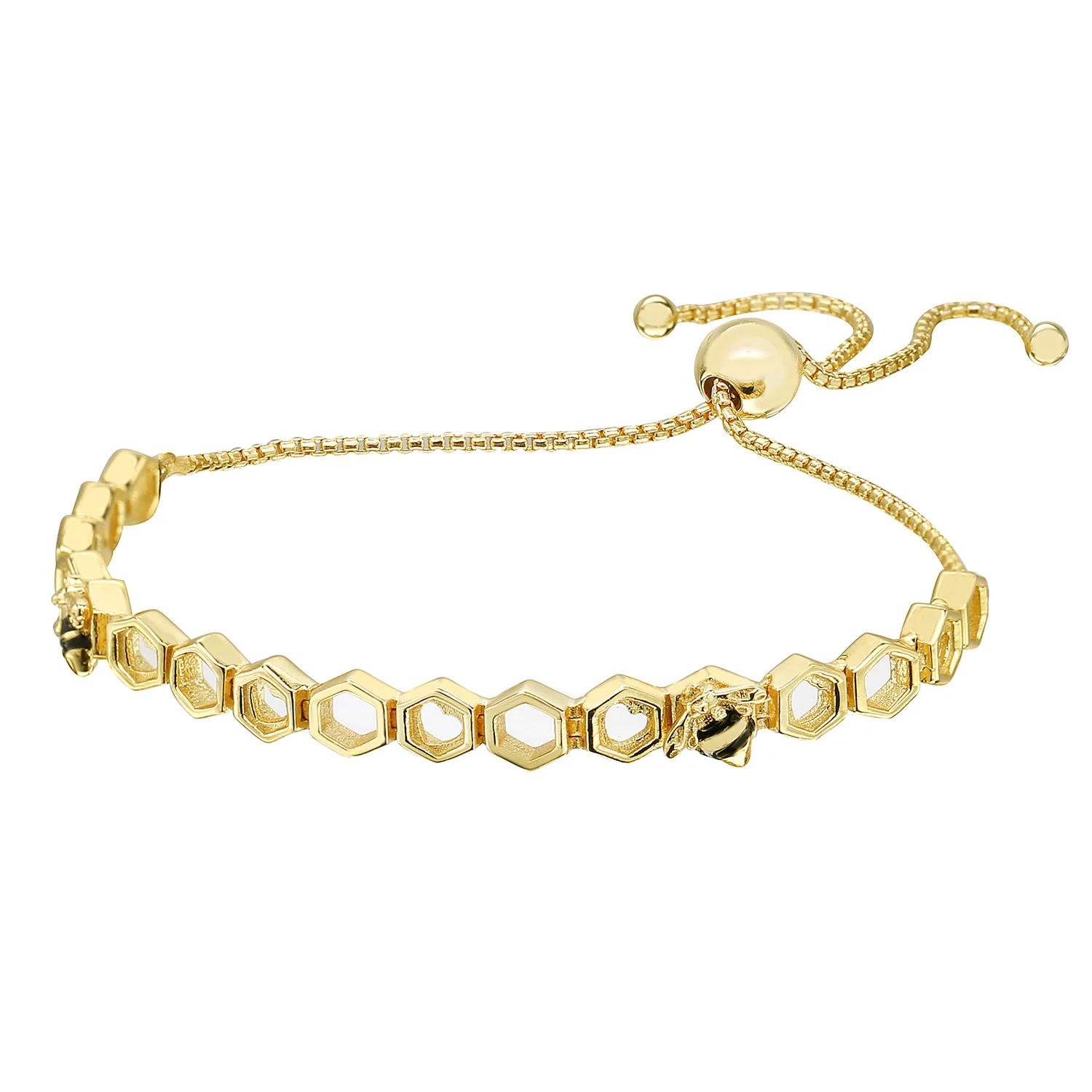 

925 Sterling Silver Gold Shine Original Limited Edition Honeybee Pandora Bracelet Fit Bangle Bead Charm DIY Jewelry