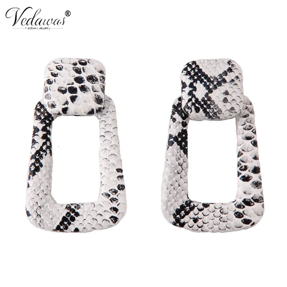 

Vedawas Punk Maxi Statement Square Earrings for Women Jewelry Imitation Snake Decorative Pattern Oorbellen Pendientes xg2171