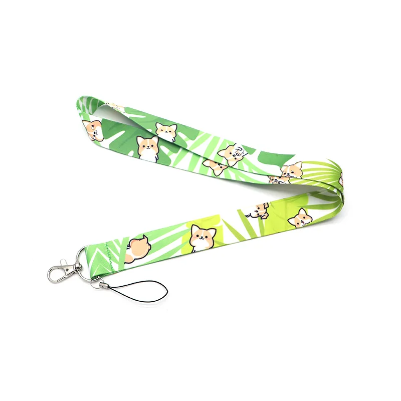 

20pcs/lot Cartoon Corgi Dog Ribbon Lanyard For Keychain ID Card Pass Phone Badge Holder Hang Rope Lariat Lanyard Key Holder Q911