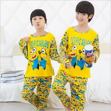 2016 printemps automne Enfants Pyjamas Définit Garçons Filles Vêtements minion Tops + pantalon Coton Pyjamas vêtements de Nuit Pour Enfants Pyjamas 3-12Y