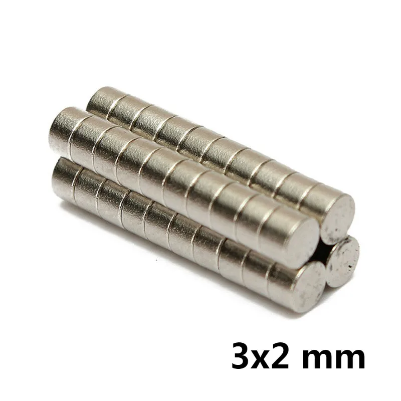 

AETool 100pcs 3x2 N52 3mm*2mm meodymium Magnet Mini Disc Dia 3mm x 2mm Strong Powerful Round wholesale 3*2