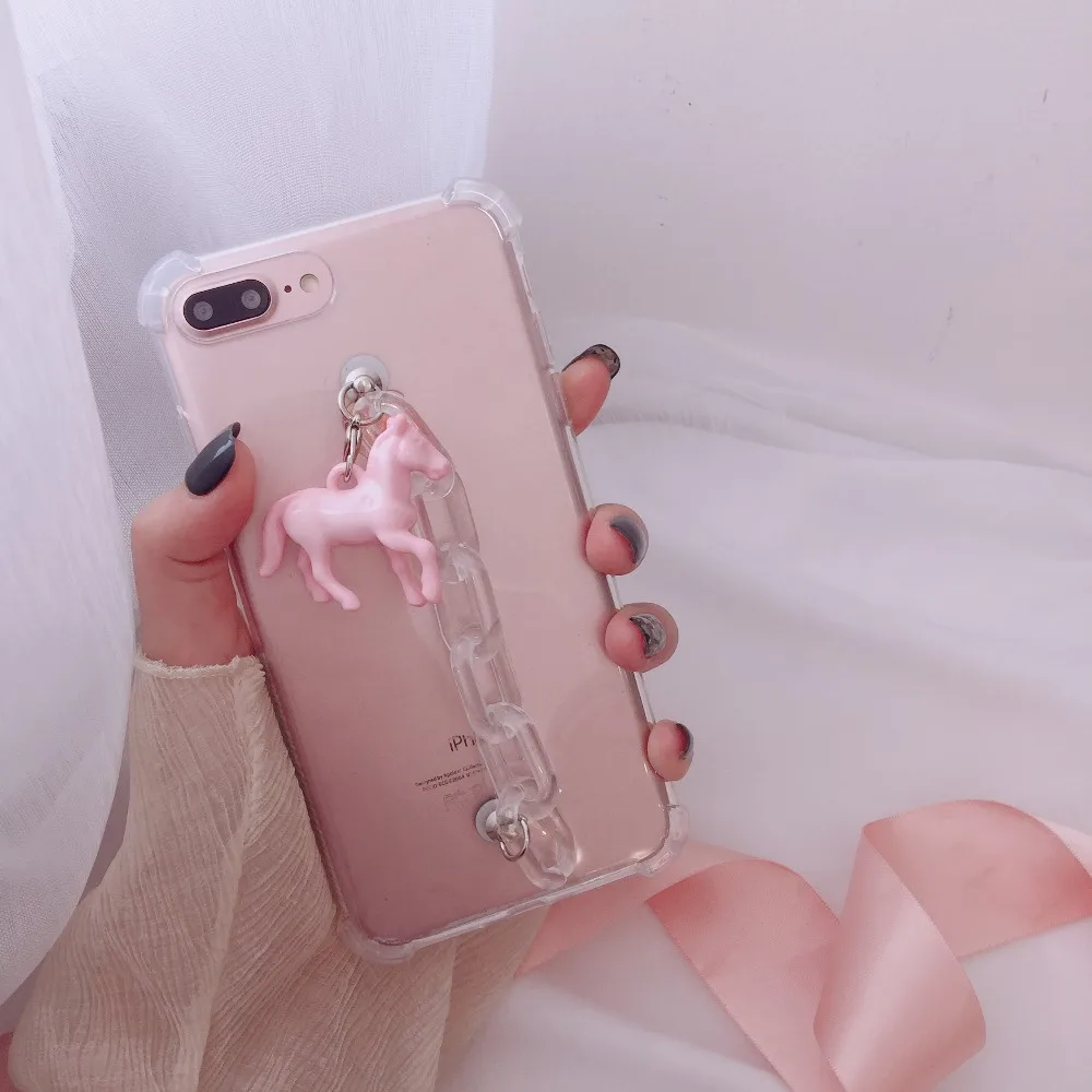 Hazy beauty Cartoon Horse Pattern Phone Case For iPhone X 8 Plus Silicone Transparent Cases 6 6S 7 Back Cover |