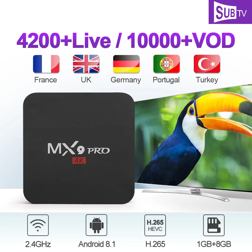 

IPTV France Arabic 1 Year SUBTV Italy Canada French MX9Pro Android 8.1 1G+8G IPTV France Arabic Canada Italian IP TV France Box