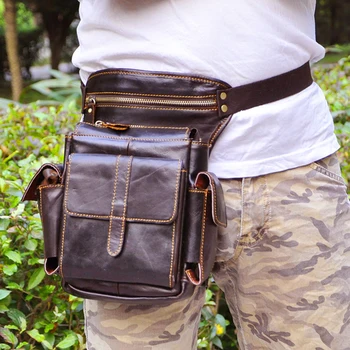 

100% genuine leather waist phone bag men genuine leather waist bag with shoulder strap bag leather waist packs