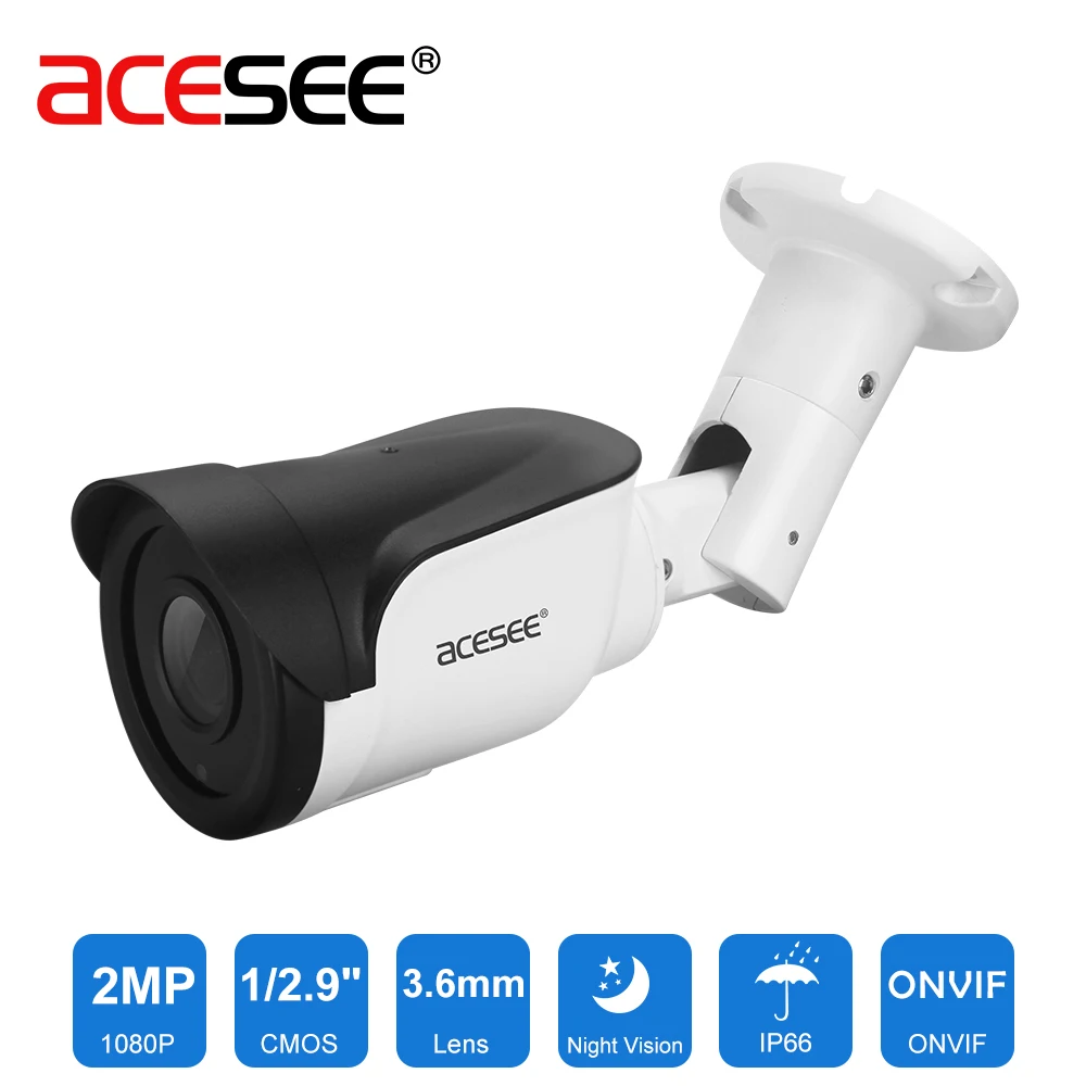 

Acesee AHD 1080P Outdoor Security Camera 3.6mm 2MP Lens Waterproof Bullet Surveillance IP Camera with 100ft Night Vision Camara