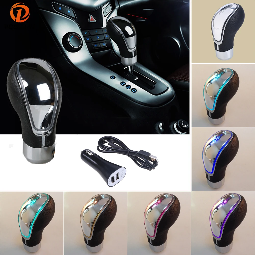 

POSSBAY LED Gear Knob Touch Activated Lighted Shfit Knob Shift Knob LED Shift Knobs Shifter Manual Transmission Gear Stick