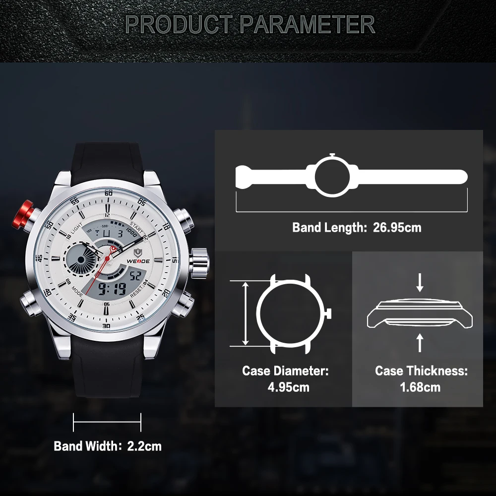Weide часы военные кварцевые мужские армия дайвер часы люксовый бренд relógio PU ремешок часы для мужчин 3ATM водонепроницаемый