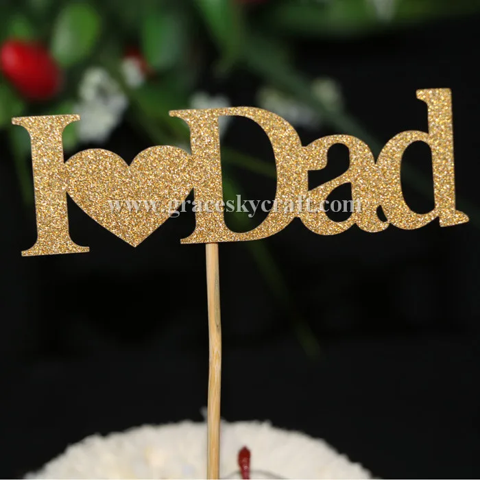 12 шт. бесплатная доставка блестящие с надписью I LOVE DAD/MOM для дня рождения