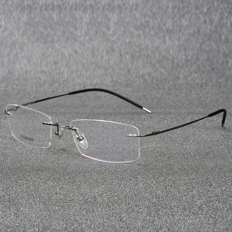 US $27.84 Rimless Titanium Eyeglasses Frame Super Lightweighted Flexible Titanium Alloy Temple Legs Optical Glasses Spectacles