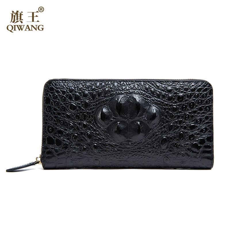

QIWANG Sexy Women Wallets Crocodile Head and Tail Wallet Purse for Women Split Leather 3D Alligator Pattern Long Wallet Women