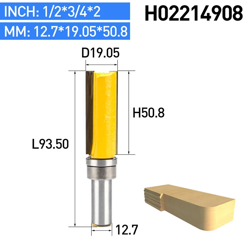 HUHAO 1 шт. 1/" хвостовик деревообрабатывающий фрезы заусенцы резец древесины Фрезерный резак ЧПУ Инструмент прямой обрезки с подшипником - Длина режущей кромки: H02214908