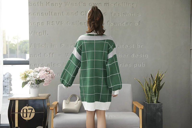 Loose Knitted Sweater V Neck Sweater Female 2018 Women Sweaters dress Pullovers Autumn Long Sleeve Sweater Jumper (11)