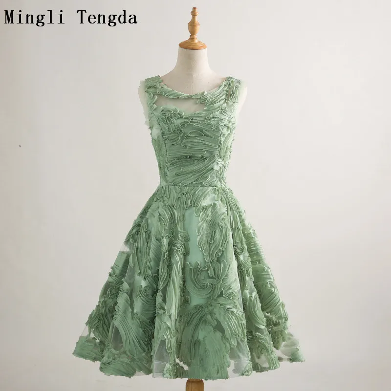 Mingli Tengda розовый A-Line платье подружки невесты es с круглым вырезом платье подружки невесты 2018 шифоновое короткое платье; для Свадебная