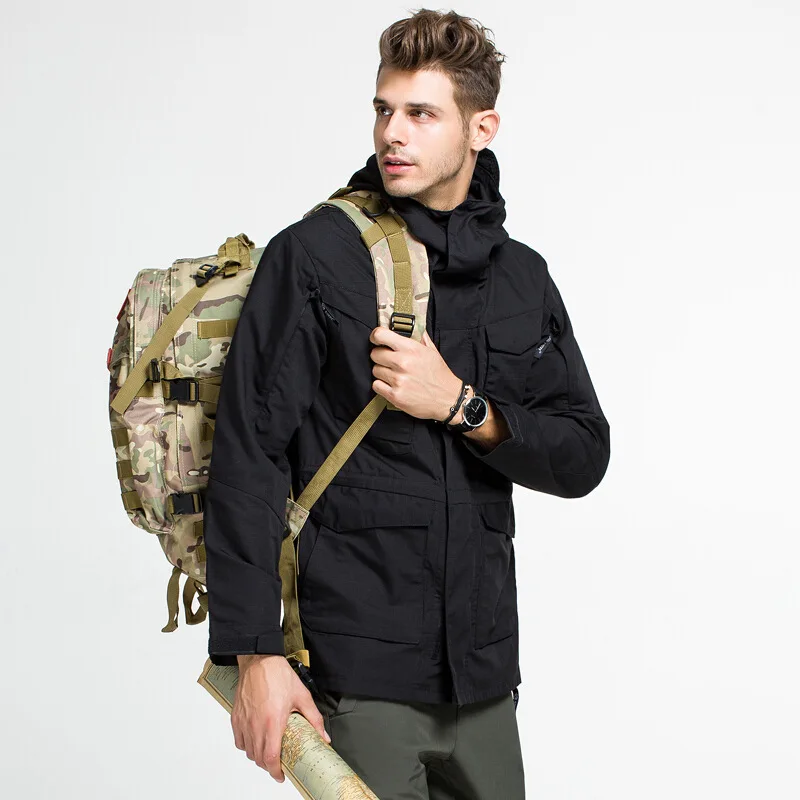 Outdoor M65 US Army Clothes Men Windbreaker Winter Autumn Waterproof Flight Pilot Coat Hoodie Mid-leng Military Field Jacket | Спорт и