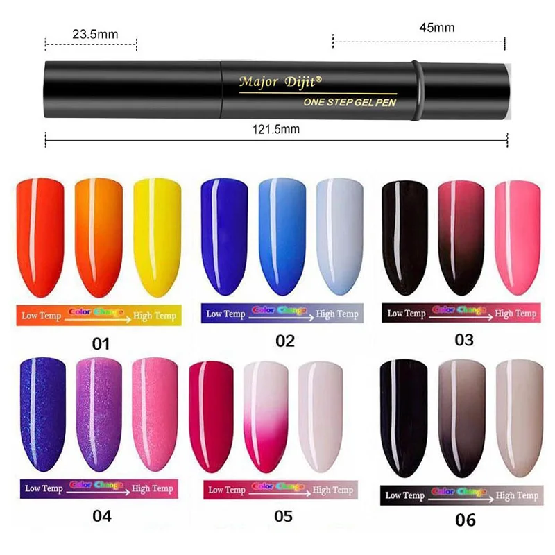

1 Pcs One Step Nail Art Gel 3 in 1 Brush Pen No Need Base Top Gel Color Changing SSwell