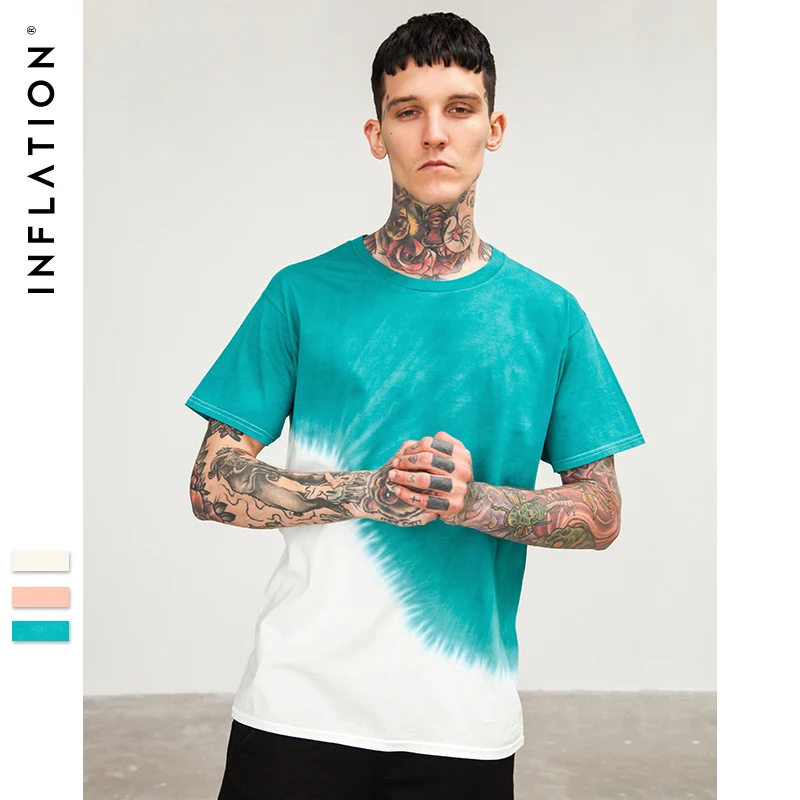 Us 34 62 Inflation 2018 Fruhling Sommer 100 Baumwolle Dip Dye Herren T Shirts Streetwear Stil T Shirt Marke T Shirt T Shirts Manner T Shirt 8114 S