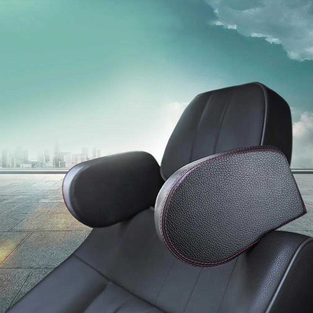 

New Car Styling Headrest Car Seat Head and Neck Support Pillow Leather Neck Shoulder Pillow Cushion for Sleeping Car Accessories