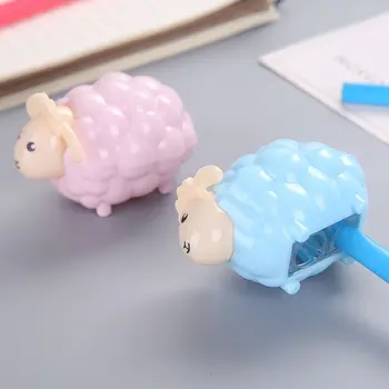 

Cute little Sheep pencil sharpener double hole sharpener hand-cranked pen school office supply student stationary color random