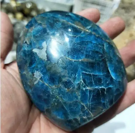 

Natural Crystal stone blue apatite stone Raw Gemstone Ornament Polished Quartz Handicraft home Decorating Healing