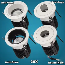 20 шт./лот cob-светодиоды с регулируемой яркостью потолочный светодиодный встраиваемый светильник 5 Вт 10 Вт 15 Вт 20 Вт A Тип анти-яркий светодиод настенный, с омывающим светом освещение в помещении
