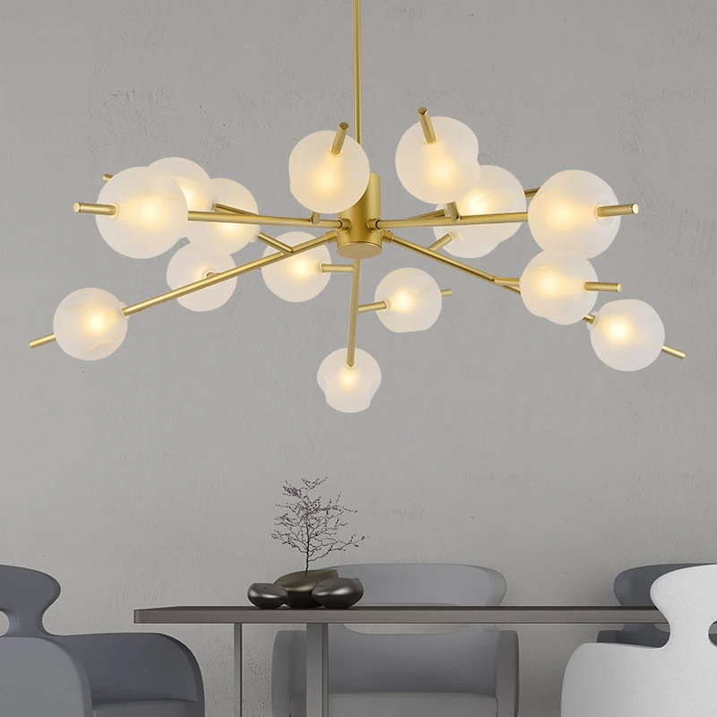Art Modern 9/12/15 lights heads frosted glass shade gold ...
