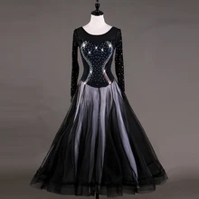 Черные Бальные Танцевальные платья для женщин для девочек Стандартный Вальс Бальные Танцевальные платья для детей танцевальная одежда для девочек на заказ размер