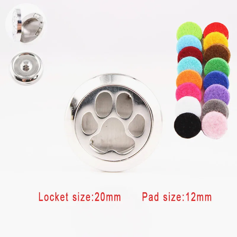 Dog Paw парфюмерный медальон (20 мм) ароматерапия из нержавеющей стали эфирное масло