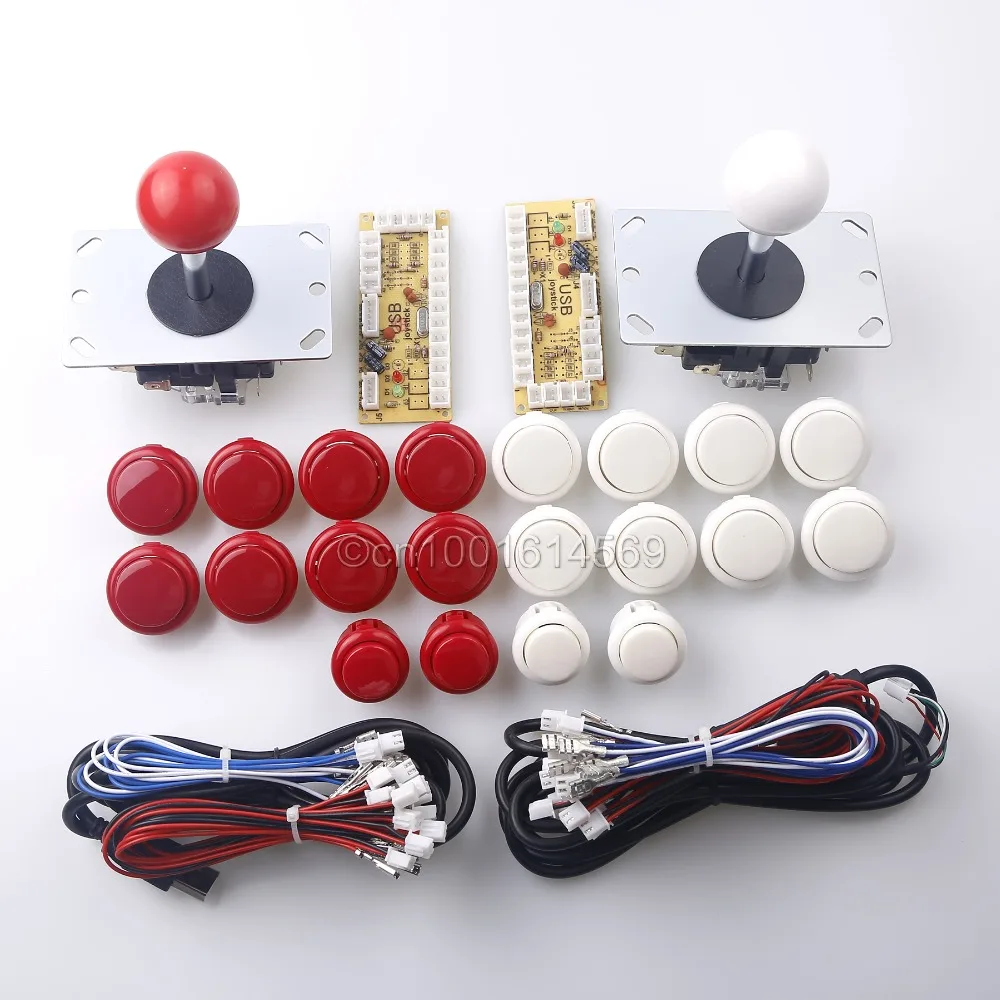 

Arcade Game DIY Parts 2x Zero Delay USB Encoder + 2x 8 Way Joystick + 20x Arcade Push Buttons for PacMan Games & PC Game Control