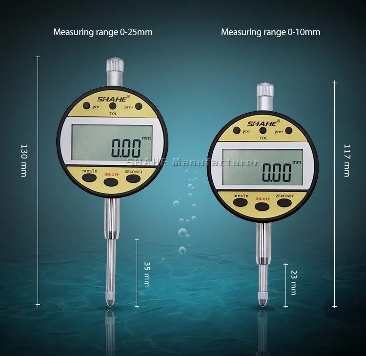 Shahe 0-12,7/0-25,4 мм 0,01 мм цифровой манометр индикатор инструмент цифровой циферблат индикатор измерительный инструмент