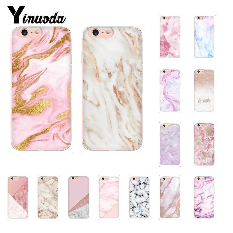 Модный чехол Yinuoda с розовым мраморным рисунком сделай сам для телефона iPhone 6S 6plus 7