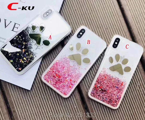 Чехол C-ku для Iphone X 8 7 Plus PLUS 6 6S 3D Блестящий зеркальный чехол с жидким песком мягкий