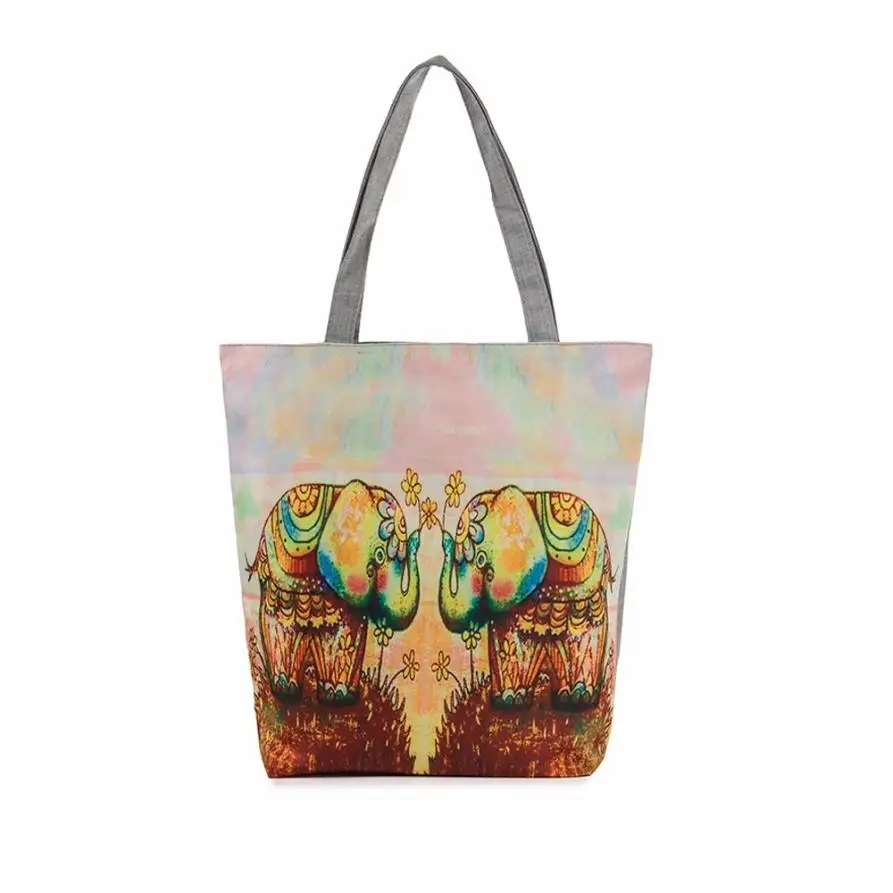 

2018 Handbags & Female Bag Elephant Printing Canvas Tote Casual Beach Bags Women Shopping Bag Handbags 18JUNE12
