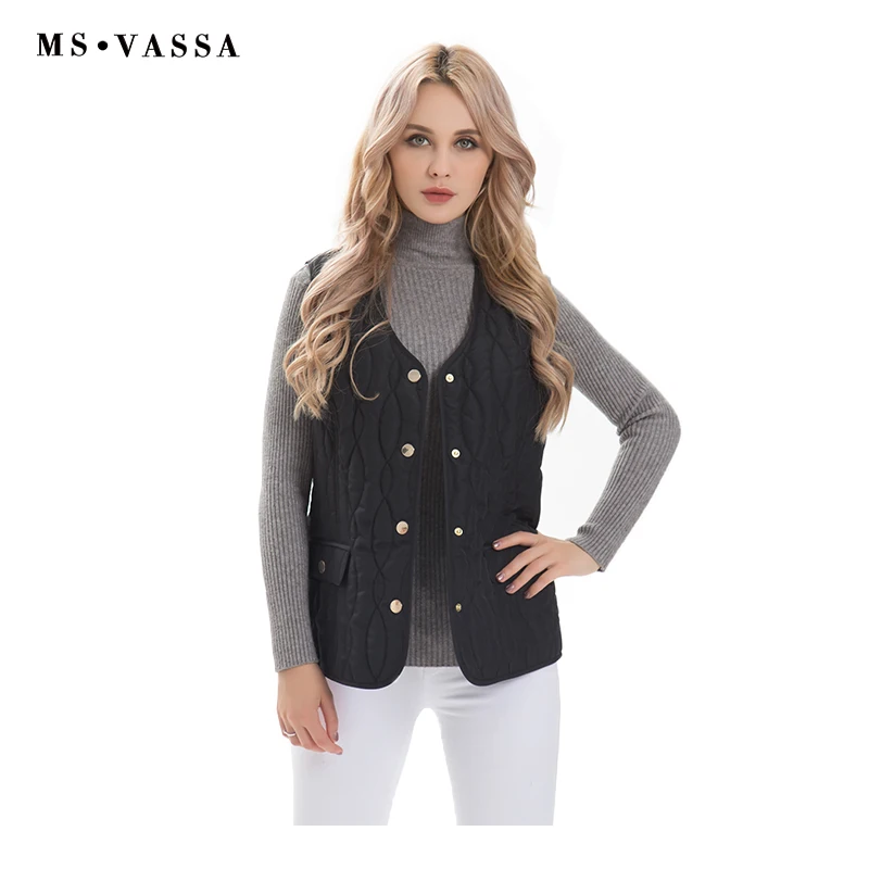 MS VASSA Women Vest New 2018 Autumn Spring waistcoat Ladies sleeveless jackets casual classic female vest plus size 5XL 7XL