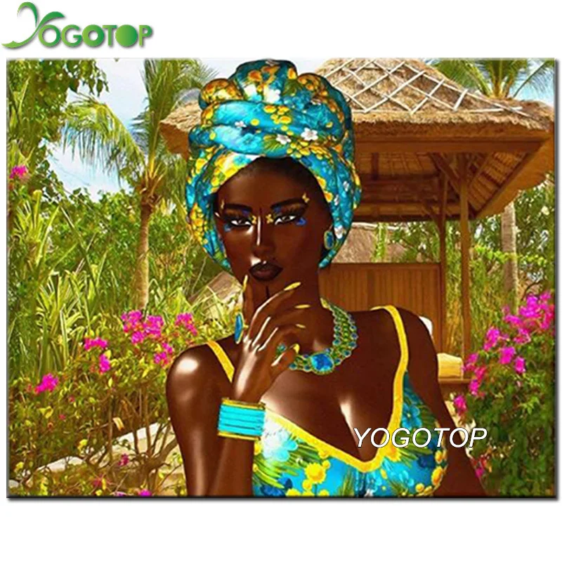 

YOGOTOP Needlework DIY Diamond Painting Cross Stitch 5D Diamond Embroidery African women Square Diamond Mosaic Crafts VD786