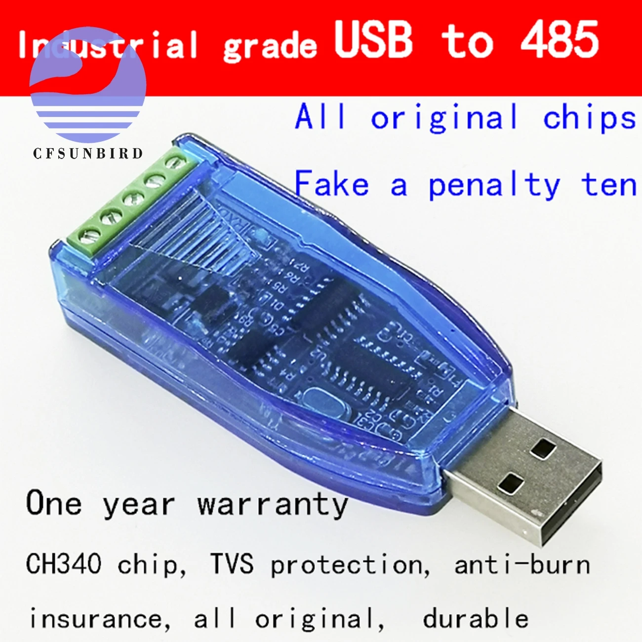 Промышленный двухнаправленный преобразователь USB в RS485 полудуплексный защита ТВ