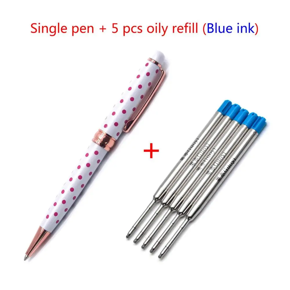 Guoyi A127 Новая креативная цветная металлическая Роскошная Подарочная шариковая ручка для обучения в офисе для школы, канцелярские принадлежности и бизнес-ручка для отелей - Цвет: Red-5 Blue refills