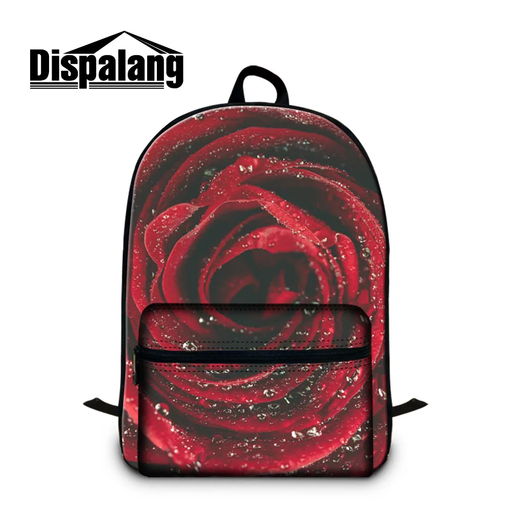 Dispalang red rose flower womens fashion laptop backpacks brand mochilas masculina daypack for children multifunctional rucksack