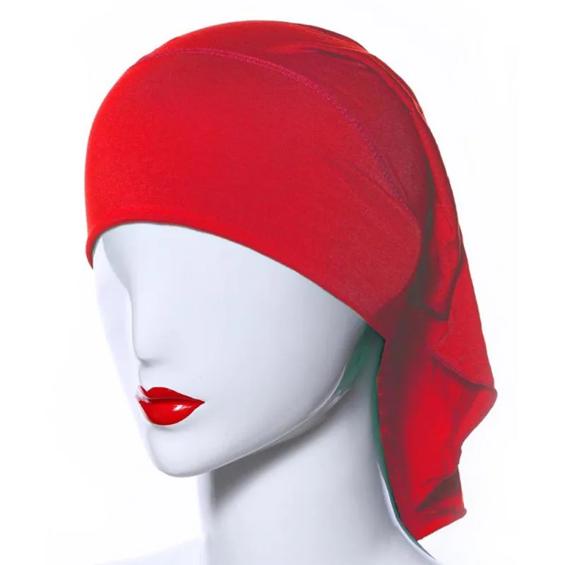 Мусульманское Для женщин мягкая удобная Внутренняя Хиджаб Caps исламского underscarf Шапки ArmyGreen - Цвет: Красный