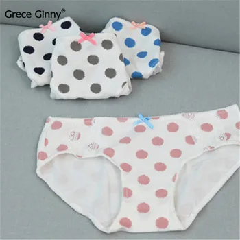 

2 Pieces/lot Polka Dot Sexy Cotton Low Waist Cute Comfortable Breathable Triangle Panties Women's sexy underwear