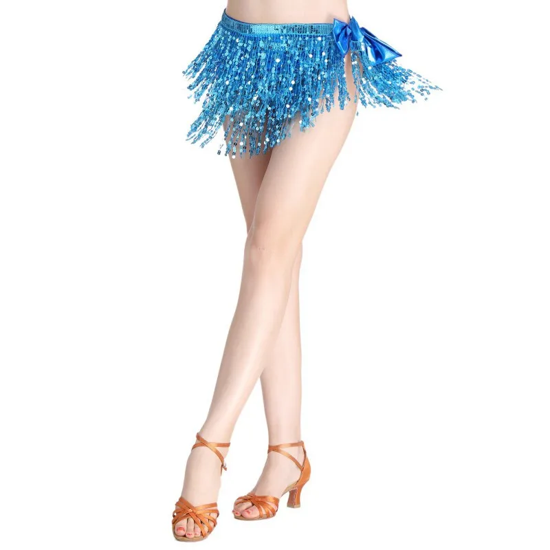 Sexy Tassels Sequins Skirts Belly Dance Women Natural Waist Skirt